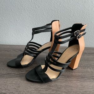 Black and nude sandals